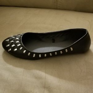 Black & Silver Ballet Flats